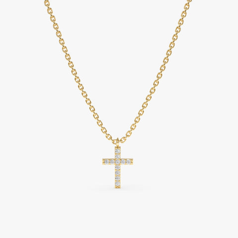 Solid Gold Petite Diamond Cross Necklace