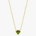 Solid Gold Peridot Heart Necklace (FC2C3C)