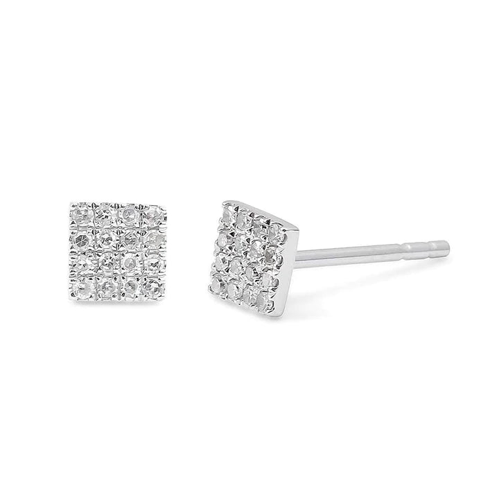 Solid Gold Ryan Square Pave Diamond Earrings