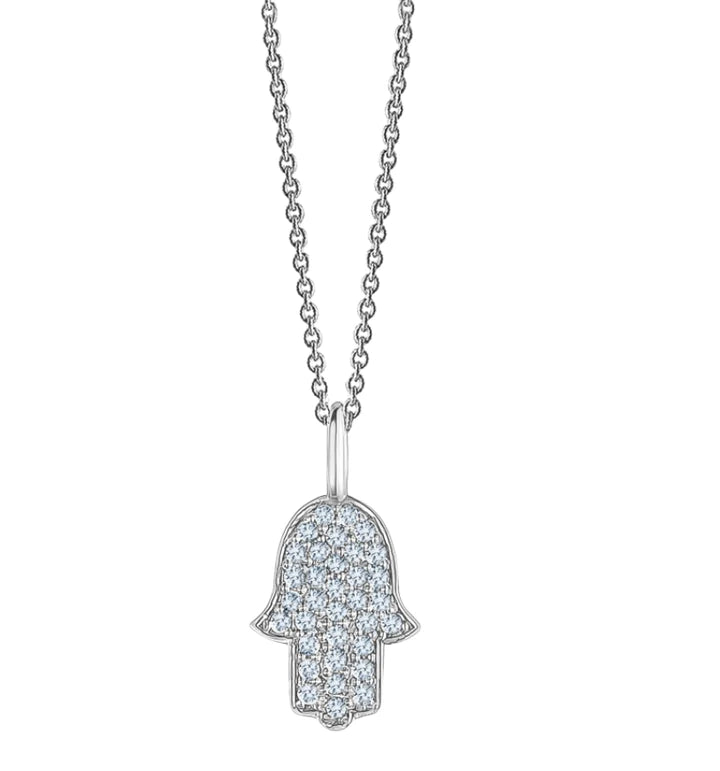 Solid Gold Diamond Hamsa Necklace (76511A)