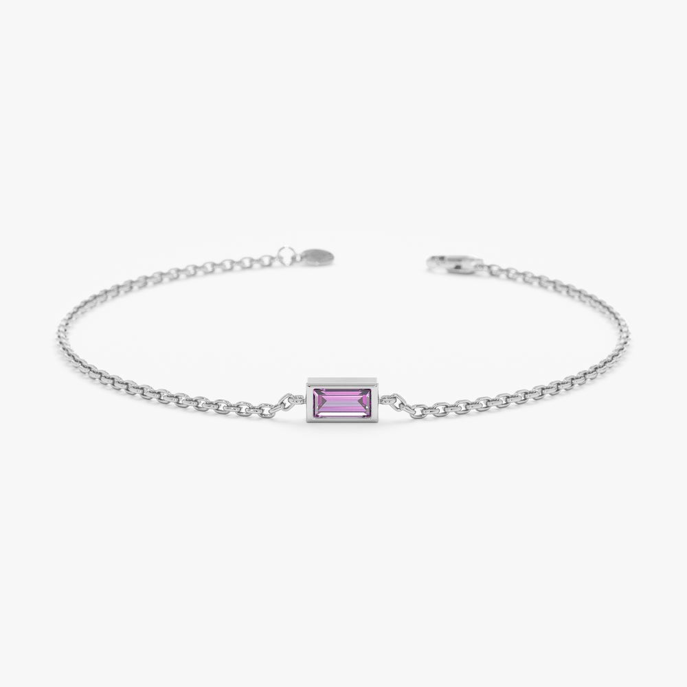 Solid Gold Amethyst Birthstone Bracelet
