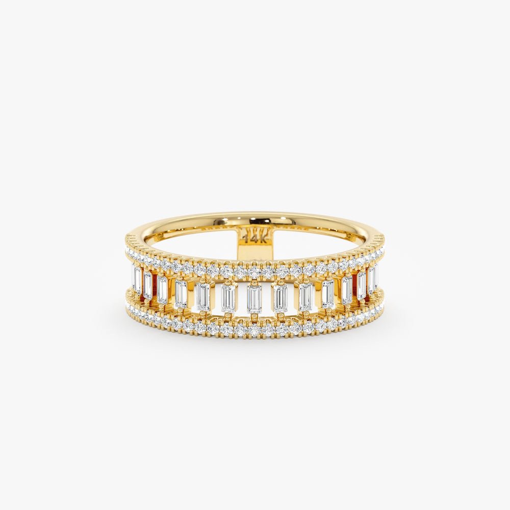 Solid Gold Diamond Pillars Ring (31DC59)