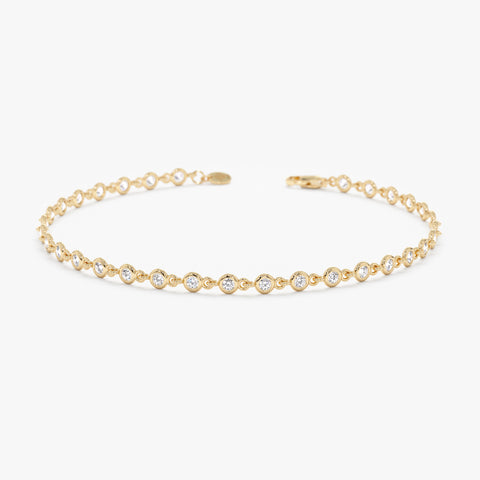 Solid Gold Natural Diamond Tennis Bracelet (EC2097)