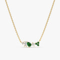 Solid Gold Mixed Diamond Emerald Necklace (D23E3E)