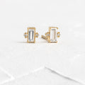 Solid Gold Diamond Bookend Studs, Diamond Studs