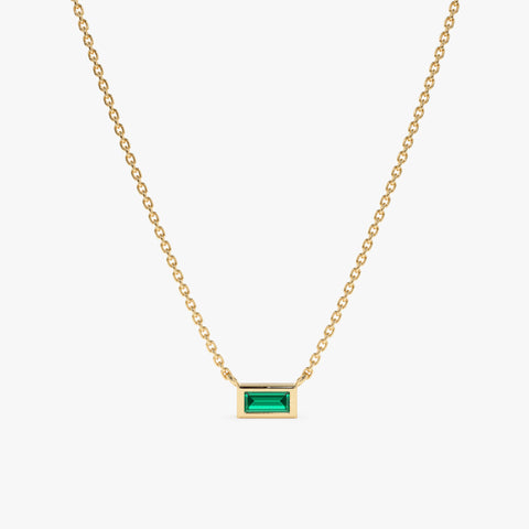 Solid Gold Dainty Emerald Necklace (D49127)