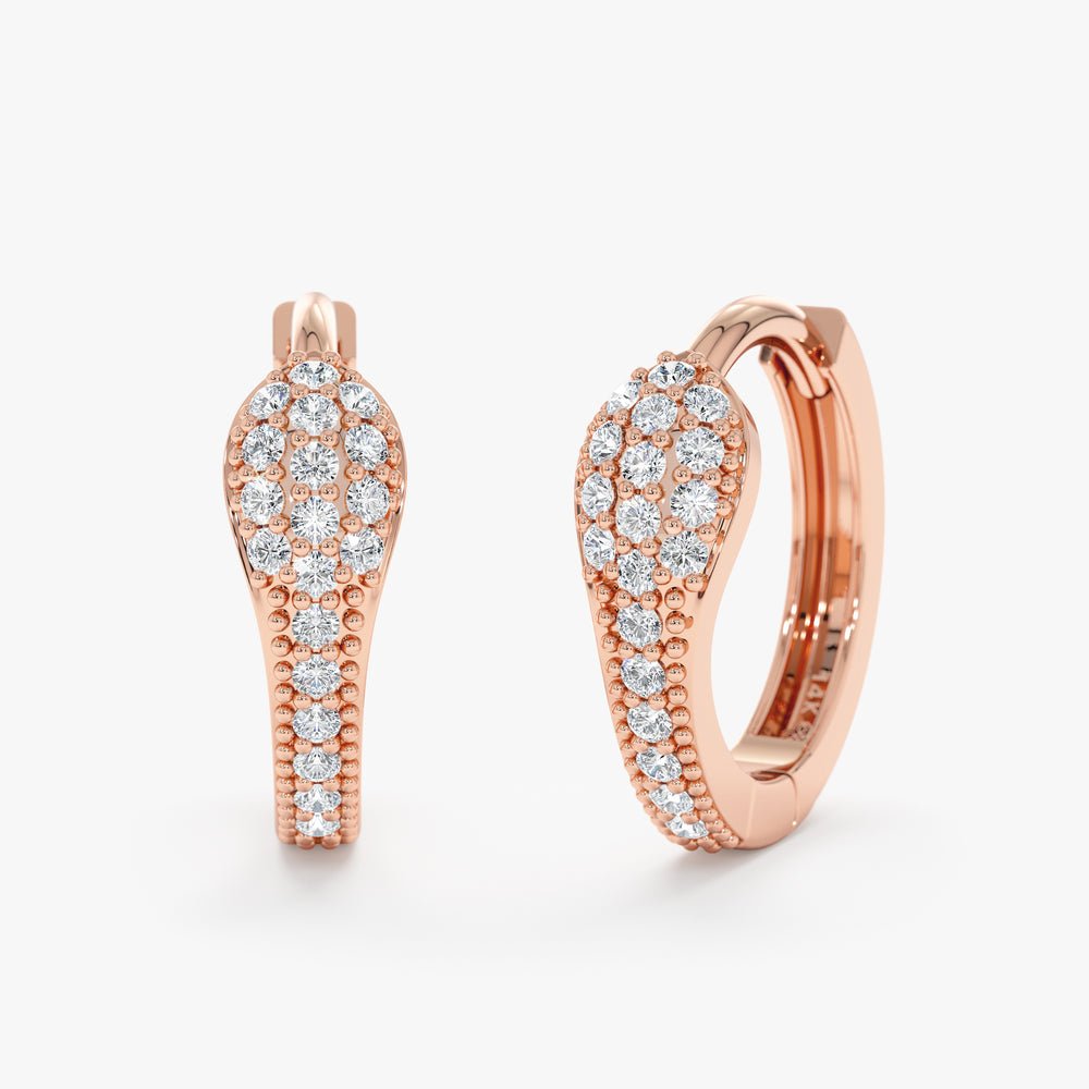 Solid Gold Pave Diamond Huggies