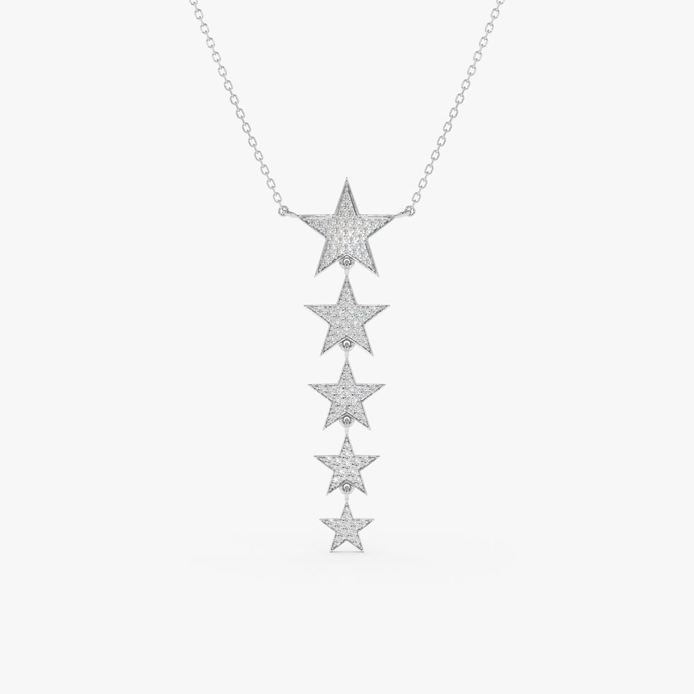 Solid Gold Rising Star Diamond Necklace (591BE7)