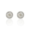 Solid Gold Halo Diamond Solitaire Studs