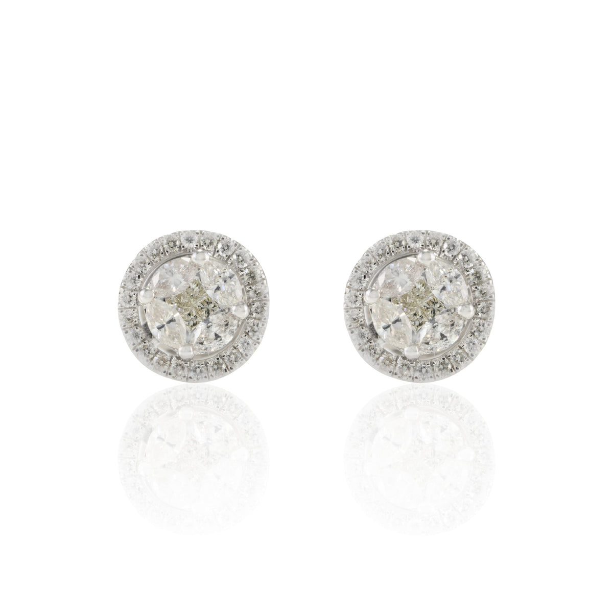 Solid Gold Halo Diamond Solitaire Studs