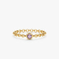 Solid Gold Amethyst Chain Ring (741BCF)