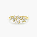 Solid Gold Baguette Diamond Cluster Ring (56E885)