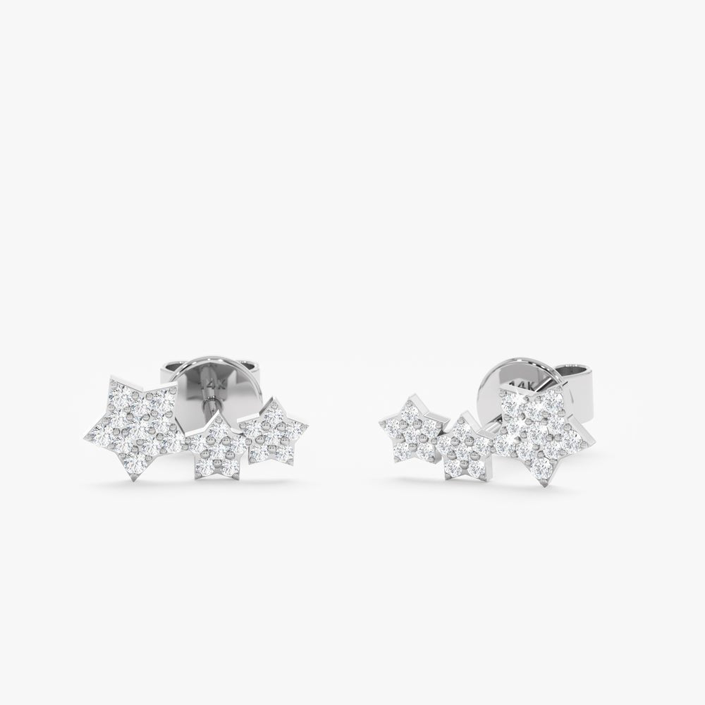 Solid Gold Three Star Diamond Studs