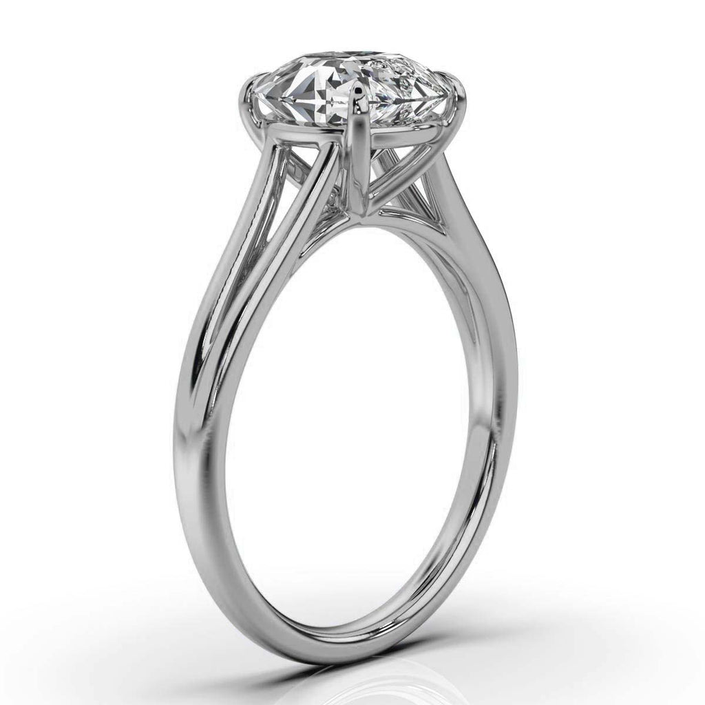Solid Gold 2 CT Split Solitaire Lab Grown Diamond Engagement Ring