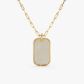 Solid Gold Diamond Tag Necklace with Paperclip Chain (C36652)