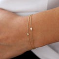 Solid Gold Bezel Setting Lab-Grown Diamond Solitaire Bracelet 0.05ctw