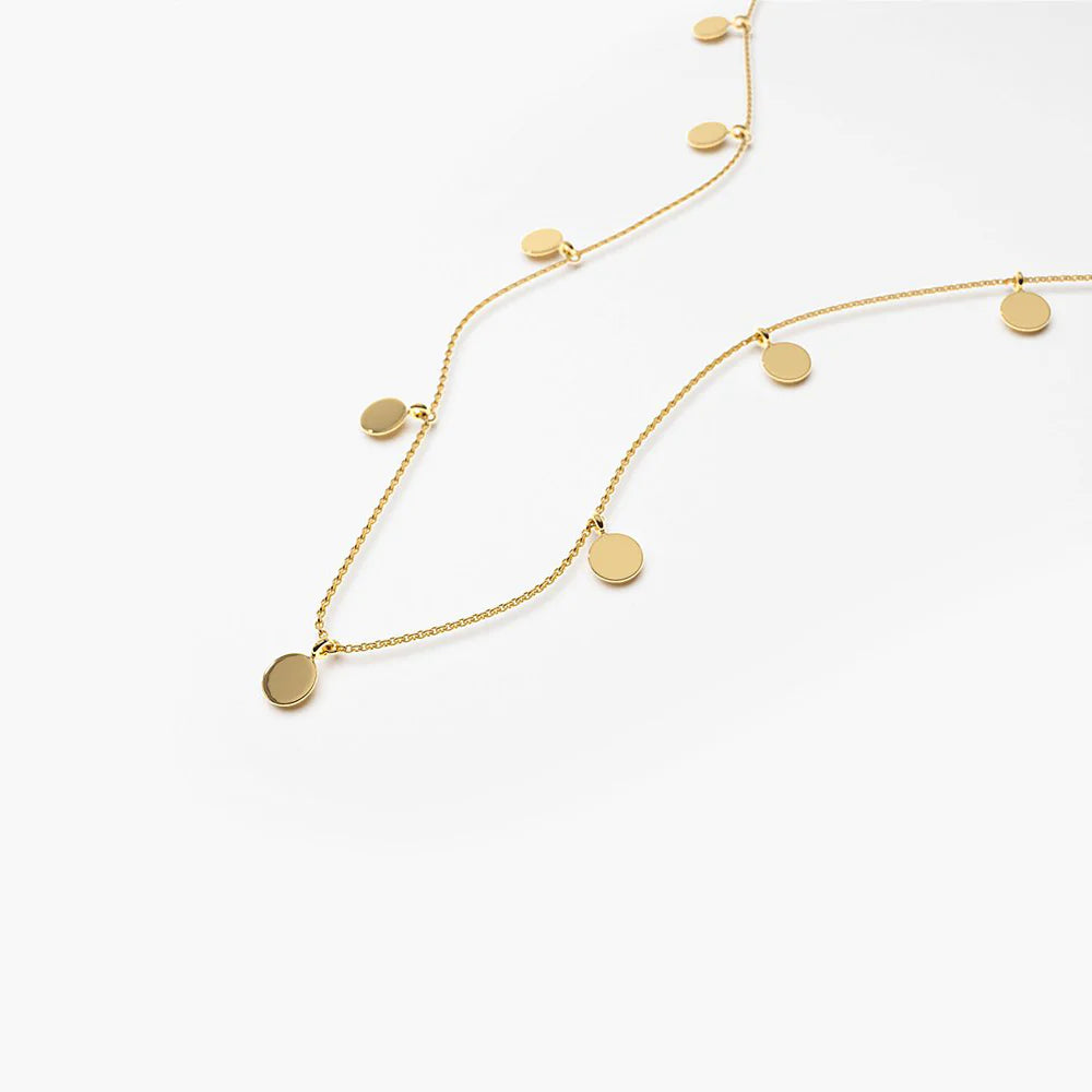 Solid Gold Coin Disc Choker Necklace