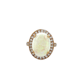 Solid Gold Round Cut Diamond And Opal Ring