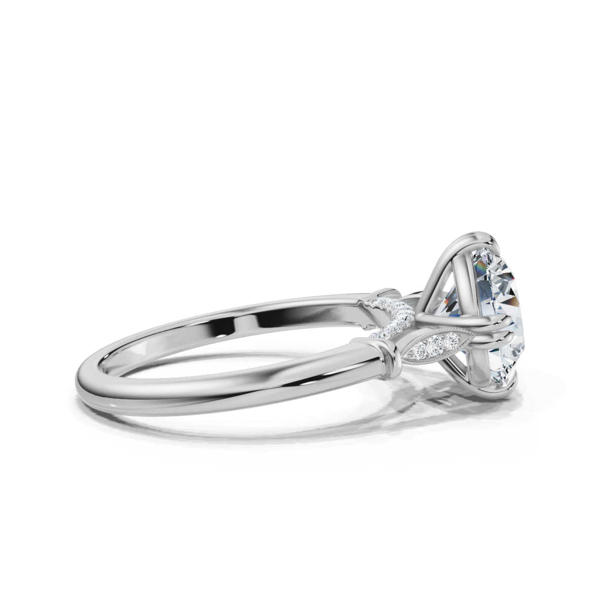 14K Solid Gold 2 CT Round Diamond Ring with Diamond Accents (B8E79C)