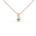 Solid Gold Emerald Necklace with Halo Diamonds