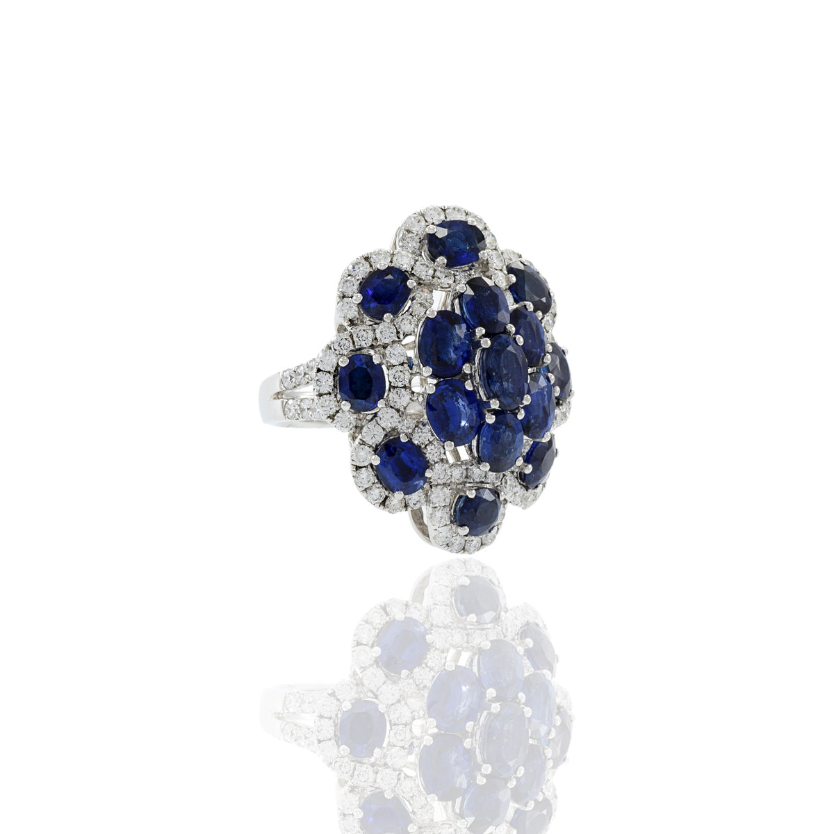 Solid Gold Sapphire And Diamond Cocktail Ring