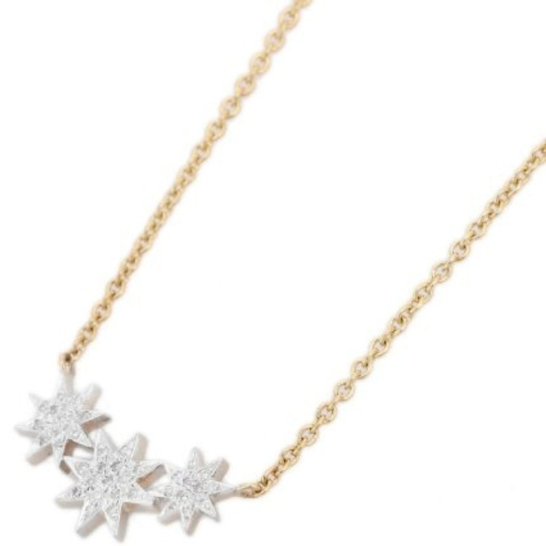 Solid Gold Star Diamond Pendant Necklace