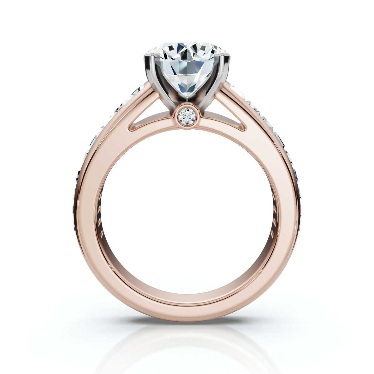 Solid Gold 3 CT Channel Set Lab Grown Diamond Engagement Ring