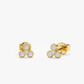 Solid Gold Three Petal Diamond Flower Stud