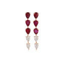 Solid Gold Short Ruby And Diamond Pear Shape Drop Earrings