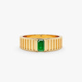 Solid Gold Natural Emerald Gatsby Ring (8509C4)