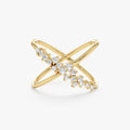 Solid Gold Diamond Cluster X Ring (D90DDB)