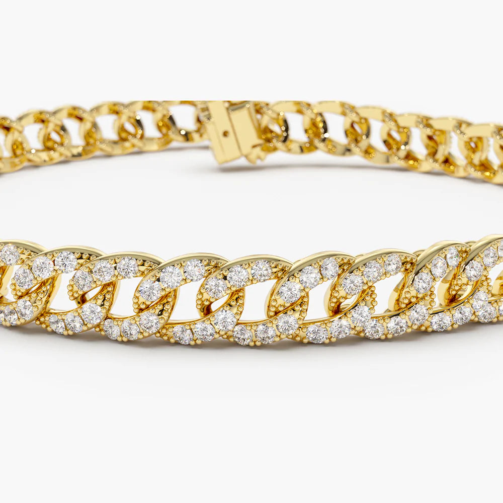 Solid Gold 4.8MM Diamond Cuban Link Bracelet