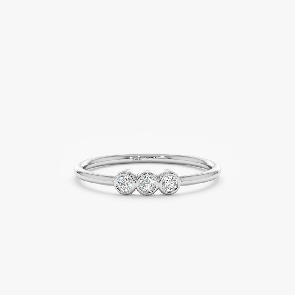 Solid Gold Triple Bezel Diamond Ring (49CF7A)