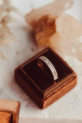 Solid Gold Diamond Band Alternating Horizontal Baguette and Round Pave
