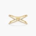 In Solid Gold Diamond X Ring