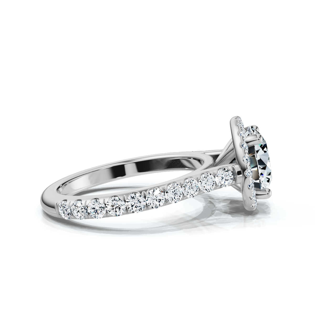 Solid Gold 3 CT Halo Lab Grown Diamond Engagement Ring (F57928)