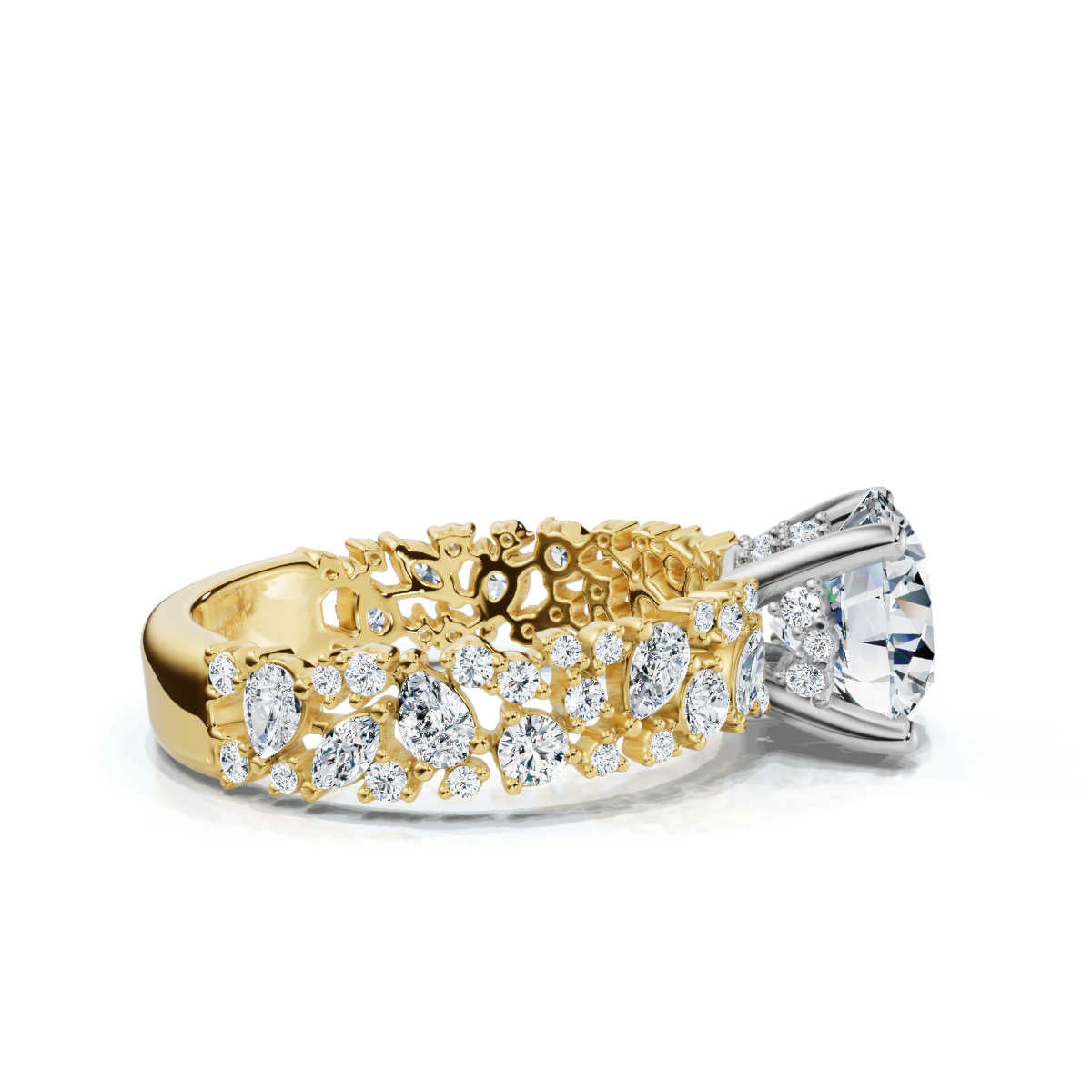 Solid Gold Round Shape Lab Grown Diamond Ring (04DE0B)