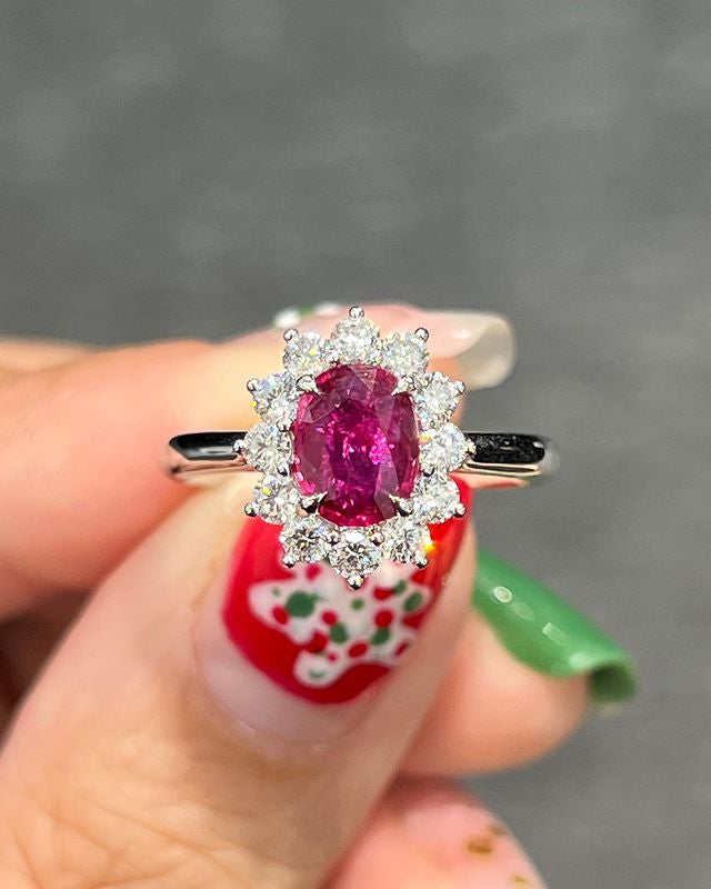 Solid Gold Ruby Diamond Ring