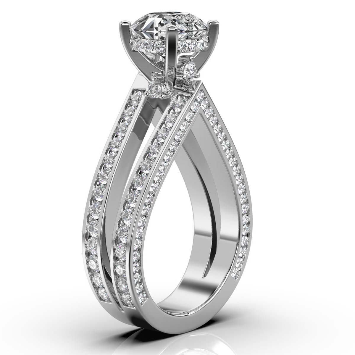 Solid Gold Pear Shape Shank Lab Grown Diamond Ring
