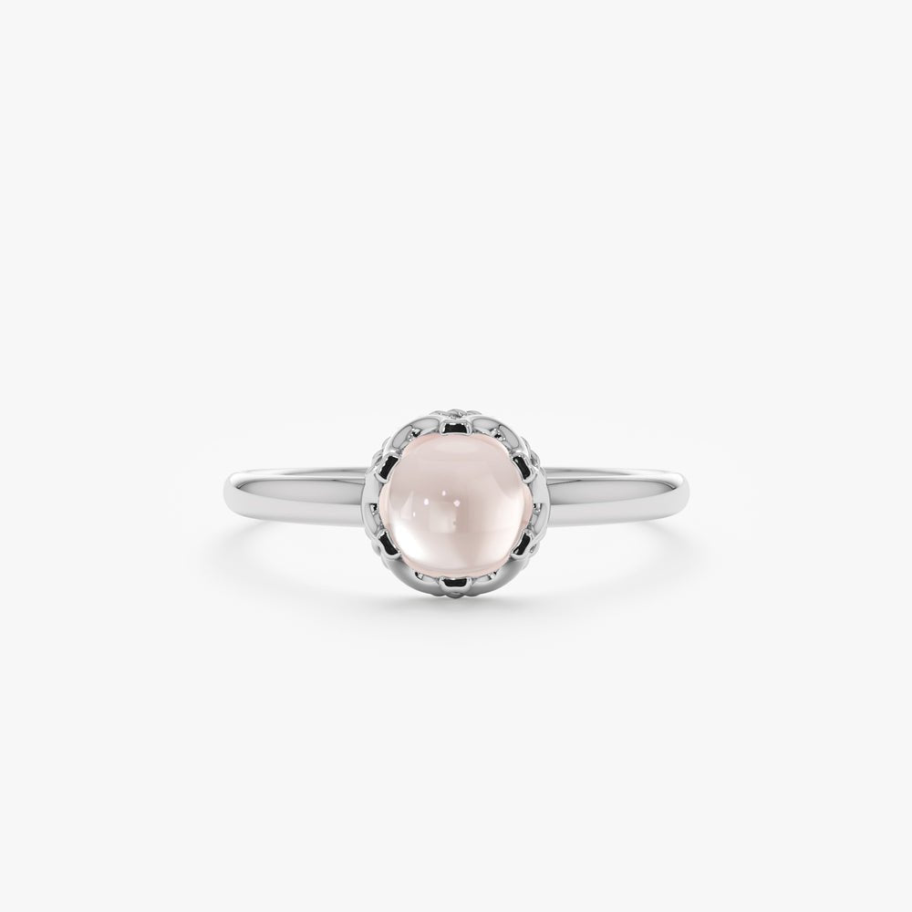 Solid Gold Cabochon Rose Quartz Engagement Ring