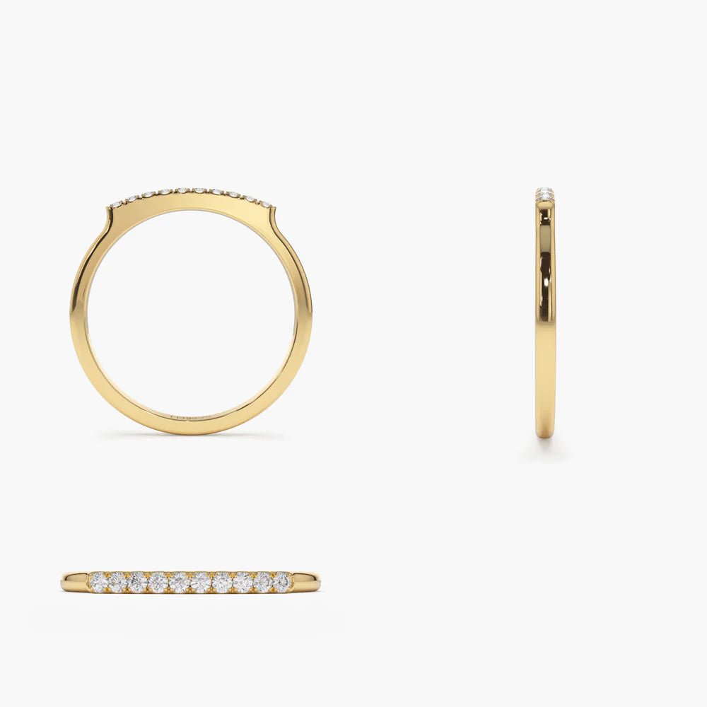 Solid Gold Pave Diamond Bar Ring (3E5285)
