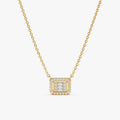 Solid Gold Geometric Baguette Diamond Necklace (1DA457)