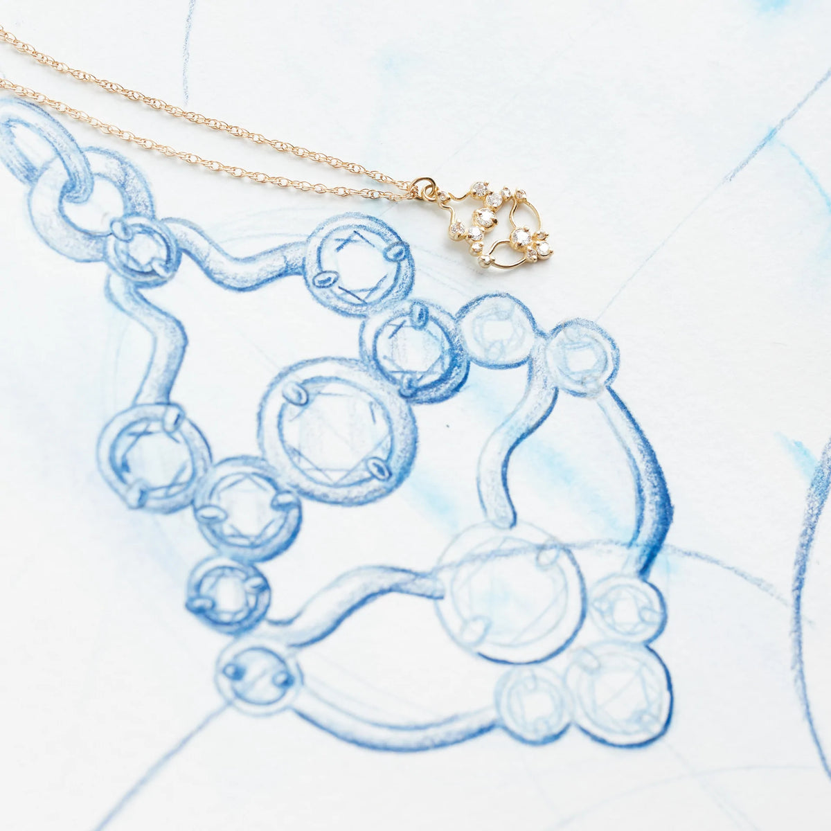 Solid Gold Diamond Contour Necklace