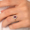 Solid Gold Unique Ruby and Baguette Diamond Ring