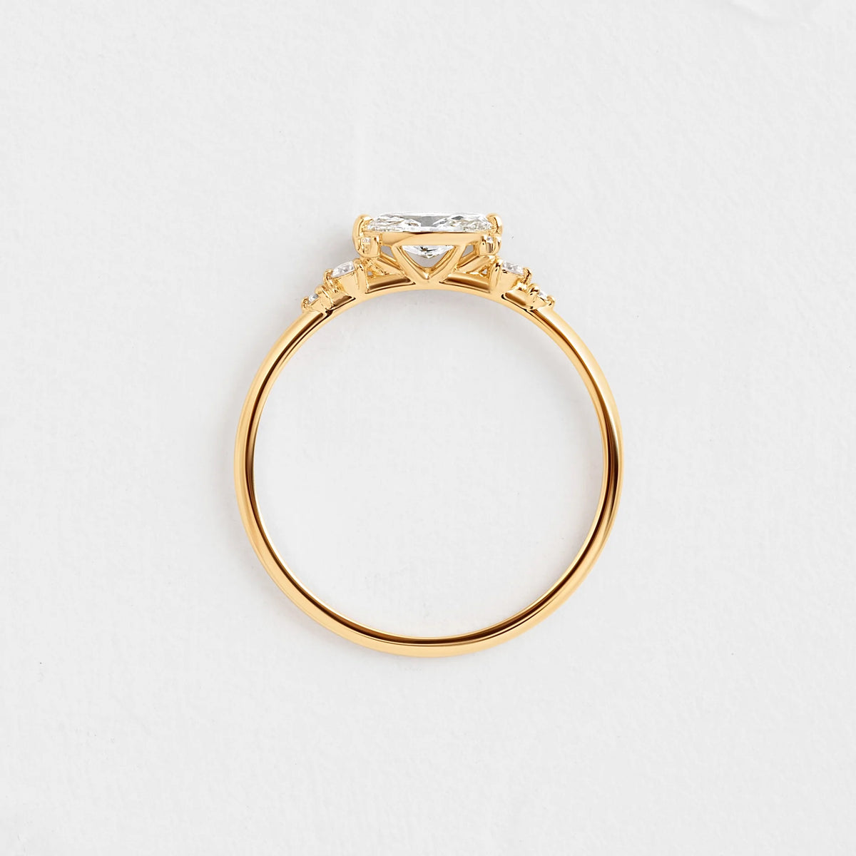 Solid Gold Aperture Ring, 0.35ct. Marquise Cut Diamond Moissanite Ring
