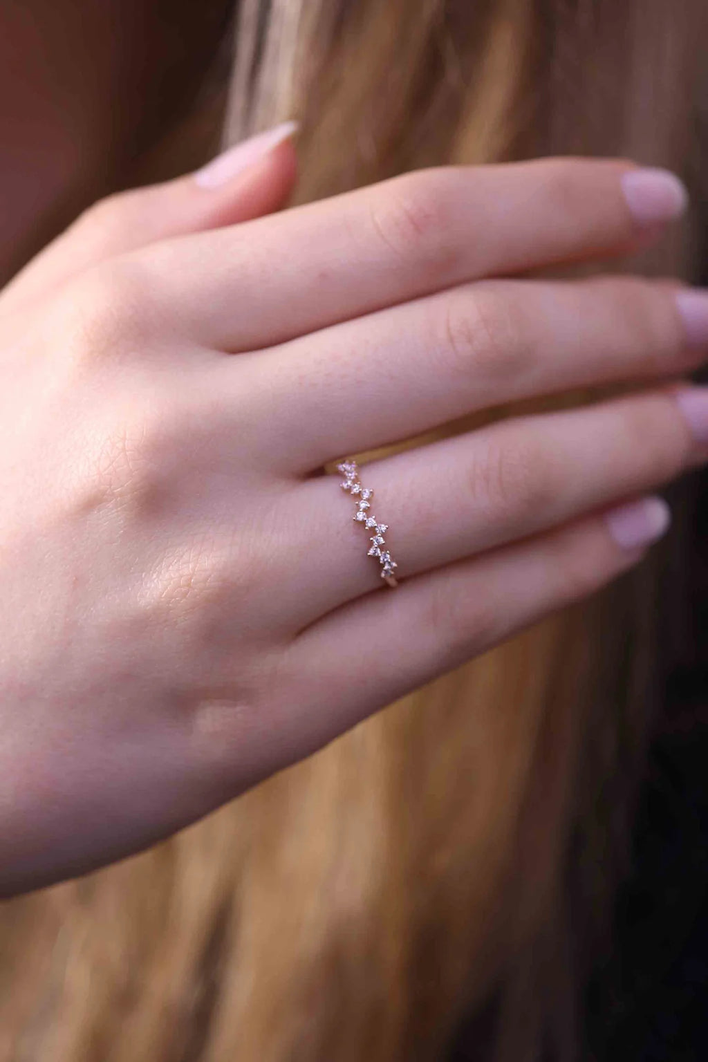 Solid Gold Stackable Moissanite Diamond Ring