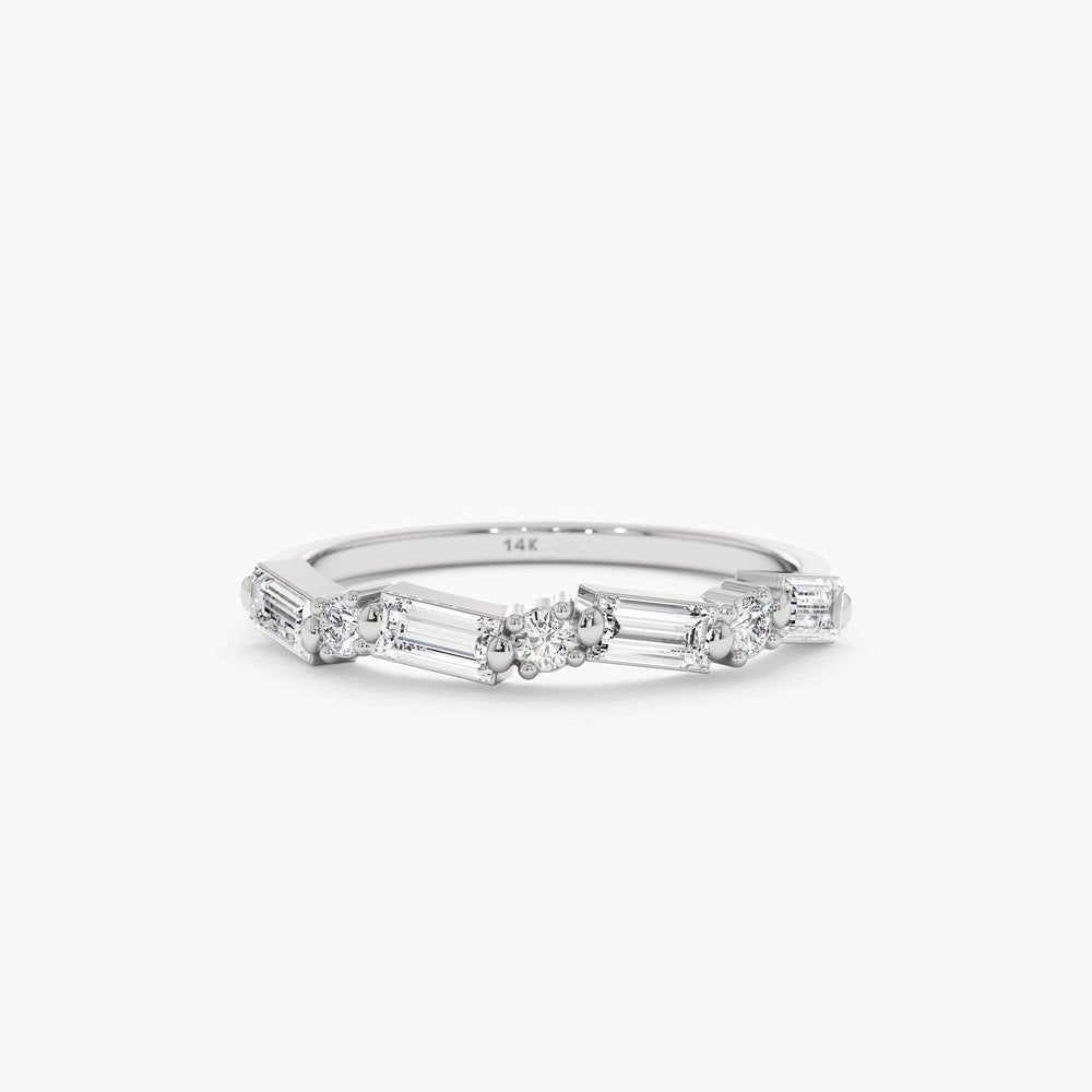 14K Solid Gold Diamond Wave Ring