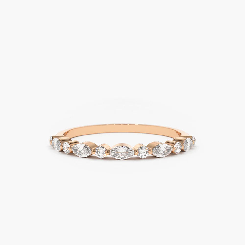 Marquise and Round Moissanite Ring, photo 7