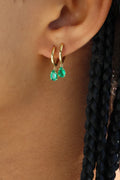 Solid Gold Single Heggie With Pear-Shaped Emerald Drop