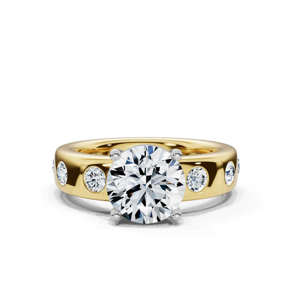 Solid Gold Bazel Set Lab Grown Diamond Engagement Ring